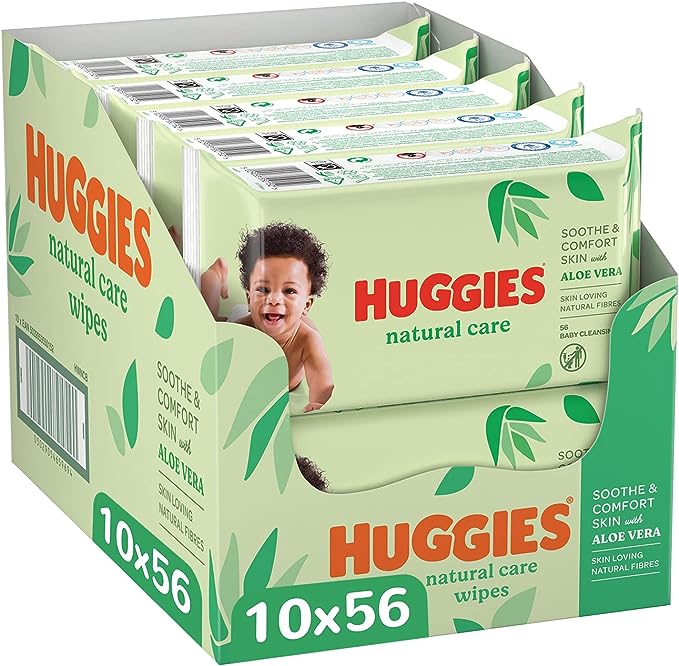Hoge korting op Huggies Wipes Natural Care Doos, multipack 10×56 stuks, 560 Stuks