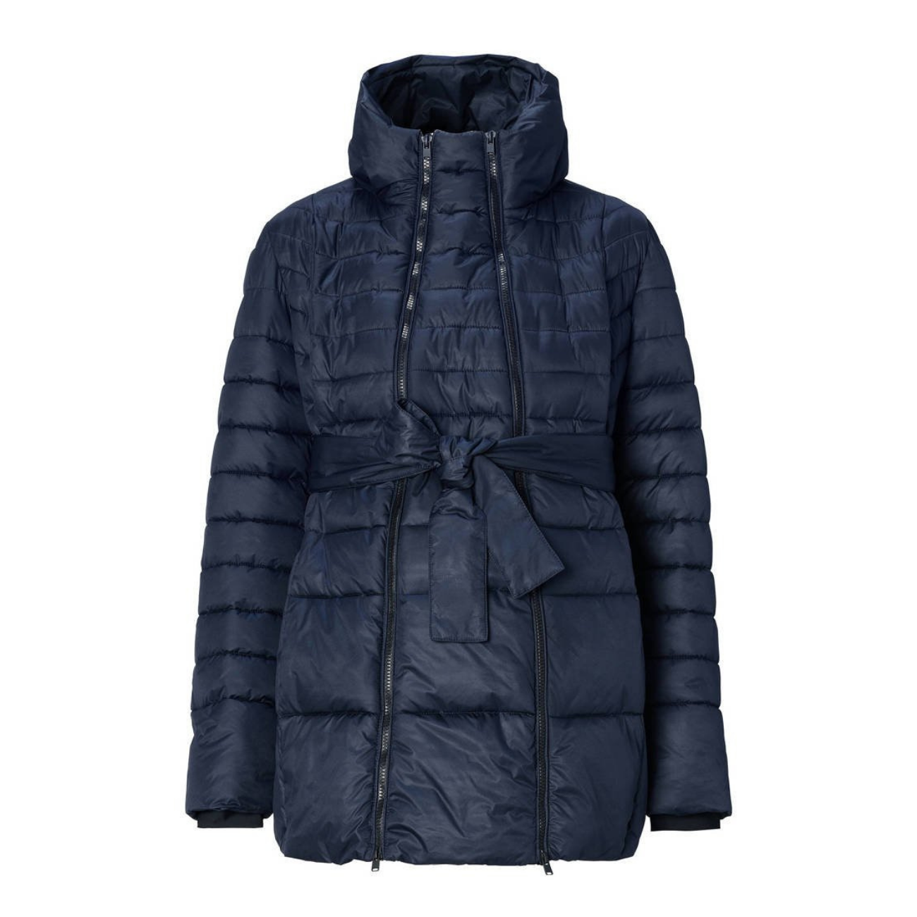 Noppies gewatteerde zwangerschapsjas winter/draagjas Bradford met ceintuur donkerblauw