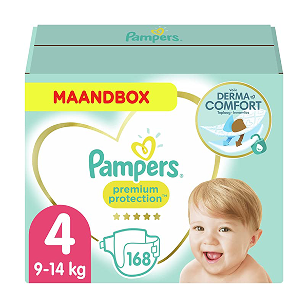 Pampers Maat 4 Premium Protection Luiers, 168 Stuks, MAANDBOX