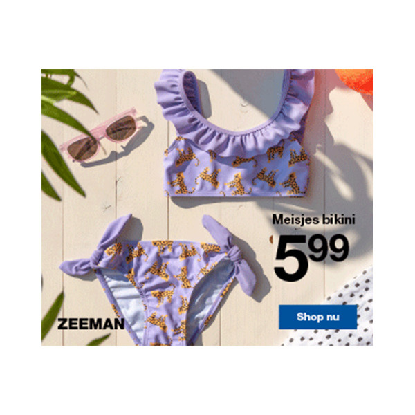 Nu bij ZEEMAN goedkope kinder zwemkleding: jongens zwemshorts en meisjes bikini voor €5,99