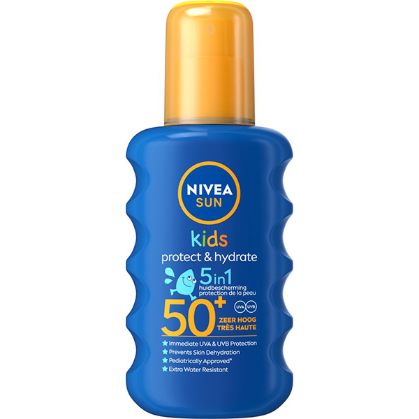 50% KORTING op NIVEA SUN Kids Protect & Play Hydraterende Zonnespray SPF 50+ – 200 ml