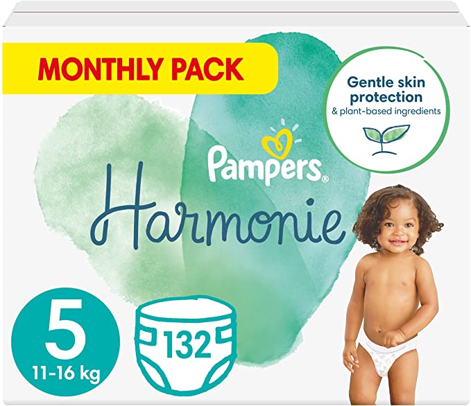 Pampers Maat 5 Harmonie Luiers, 132 Stuks, MAANDBOX nu €57,00 bij Amazon (€0,43 p.stuk)