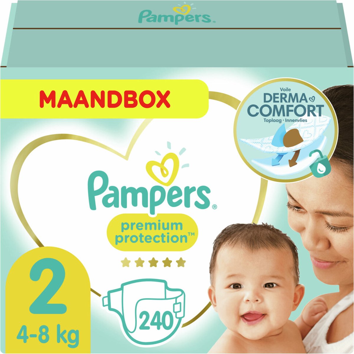 Bespaar 43% op Pampers Premium Protection Luiers – Maat 2 – 240 st – Maandbox (€0,16 p.s.)