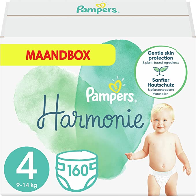 Pampers Maat 4 Harmonie Luiers, 160 Stuks, MAANDBOX nu €45,00 bij Amazon (€0,28 p.stuk)