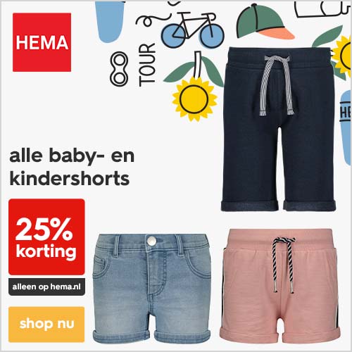 Nu bij HEMA 25% KORTING op kinder- en babyshorts