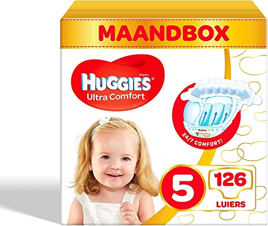 PRIME DEAL: 42% Korting op de Huggies Ultra Comfort babyluiers, maat 5 (11-25 kg), 126 stuks