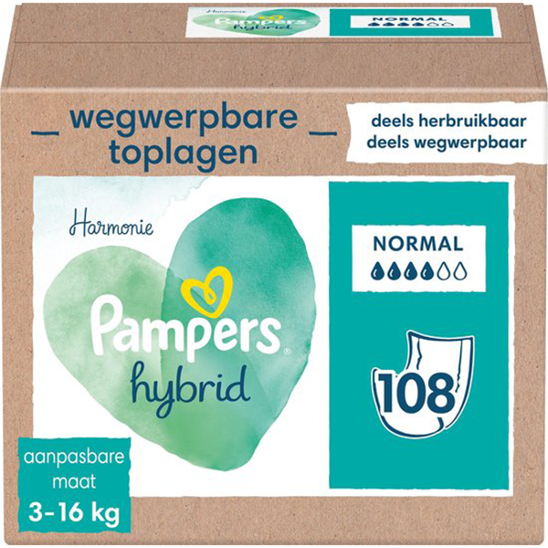 42% KORTING op Pampers Harmonie Hybrid – Wasbare Luier – 108 Stuks