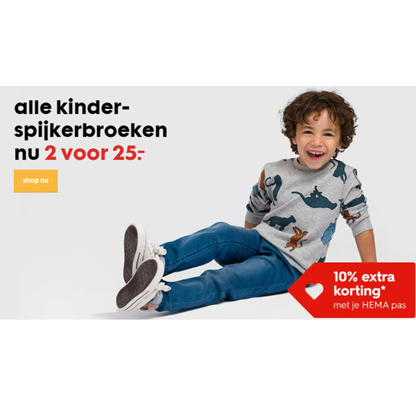 Nu bij HEMA: alle kinderspijkerbroeken 2 voor €25
