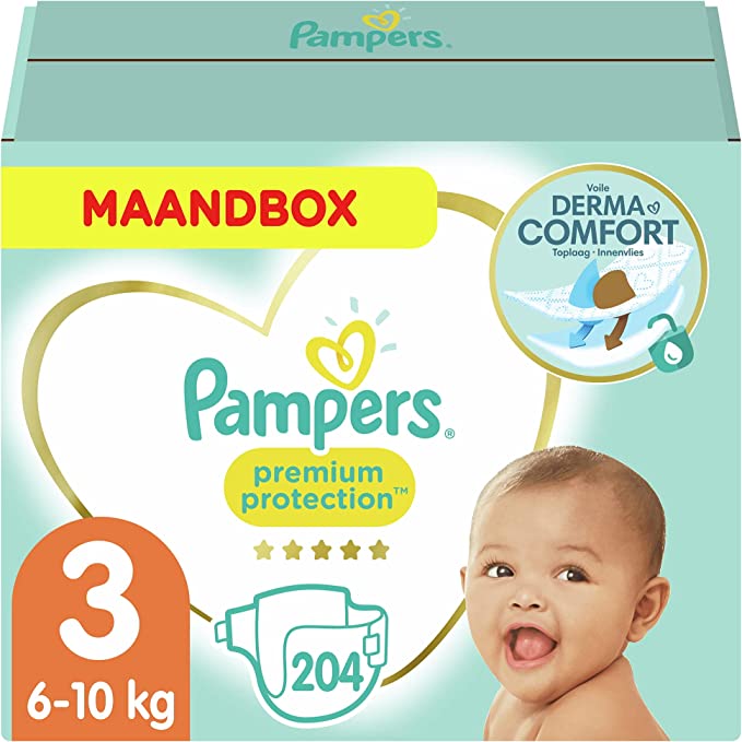 40% KORTING op Pampers Maat 3 Premium Protection Luiers, 204 Stuks (€0,23 p.st)