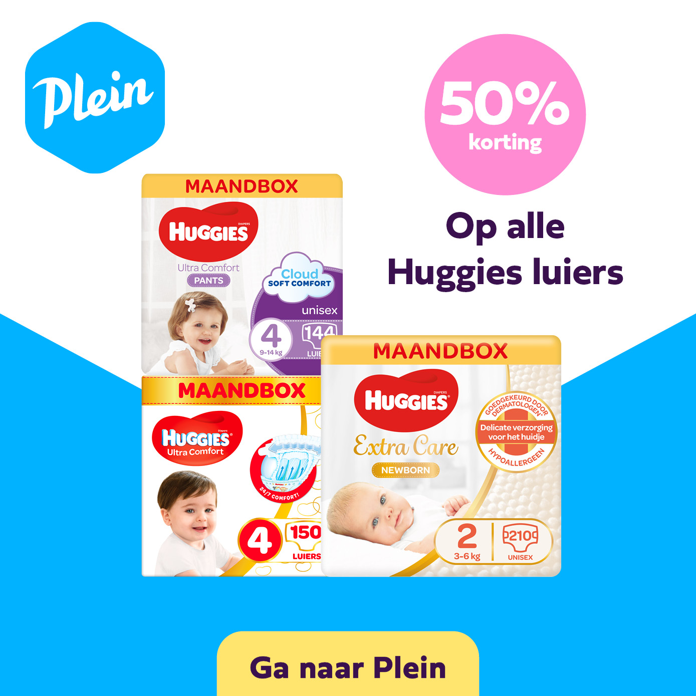 Tot 50% korting op diverse Huggies luiers en billendoekjes
