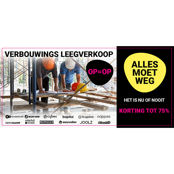 Verbouwings Leegverkoop tot 75% KORTING bij Van Asten BabySuperstore