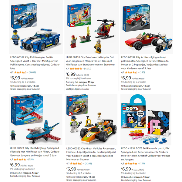 30% KORTING op diverse Lego sets bij Amazon.nl (nu voor maar €6,99 ipv €9,99)