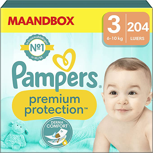 Hoge korting op Pampers Maat 3 Premium Protection Luiers, 204 Stuks