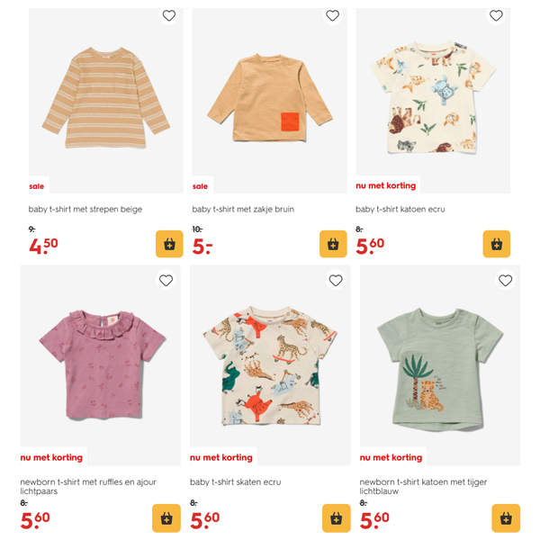 30% korting op super leuke baby t-shirts bij Hema (al vanaf €4,50)