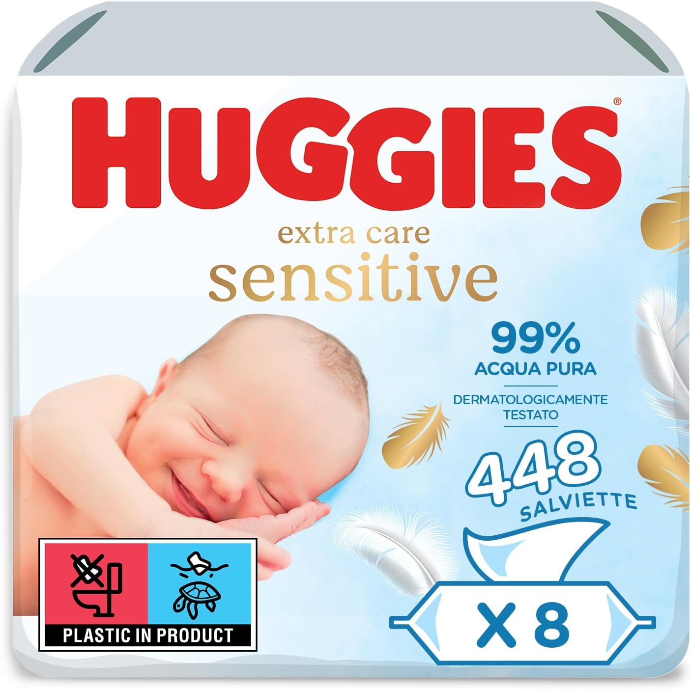 Huggies Baby Wipes – Pure Extra Care – 448 Pieces – 8 x 56 Wipes – Advantage Package