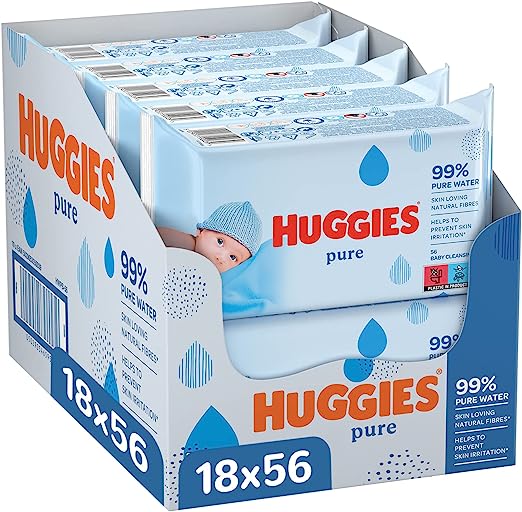 Huggies baby billendoekjes – Pure – 1008 stuks (18 x 56 doekjes) – Voordeelverpakking