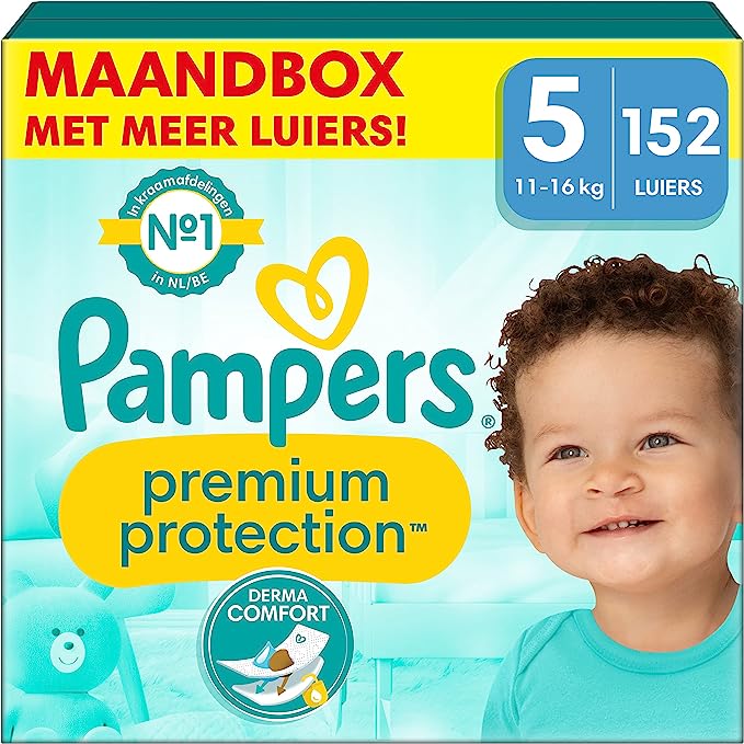 Bespaar op Pampers Premium Protection Luiers Maat 5 – 152 stuks bij Amazon