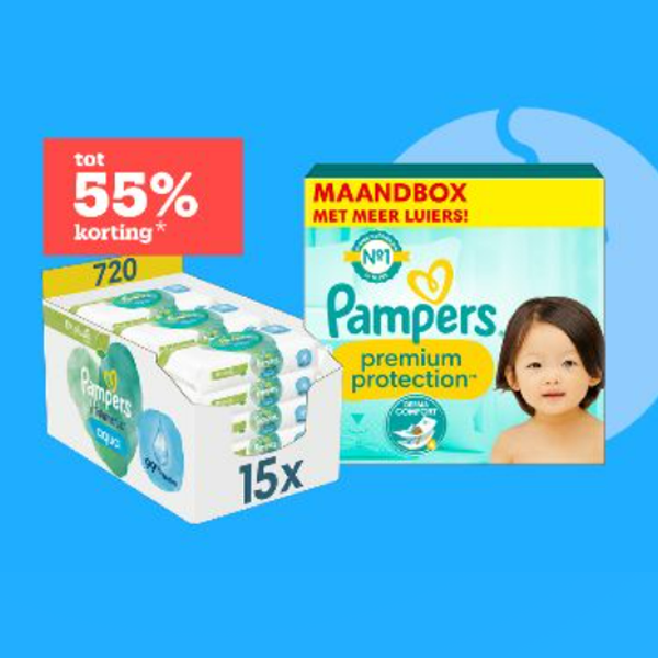 Tot 50% korting op PAMPERS luiers en billendoekjes